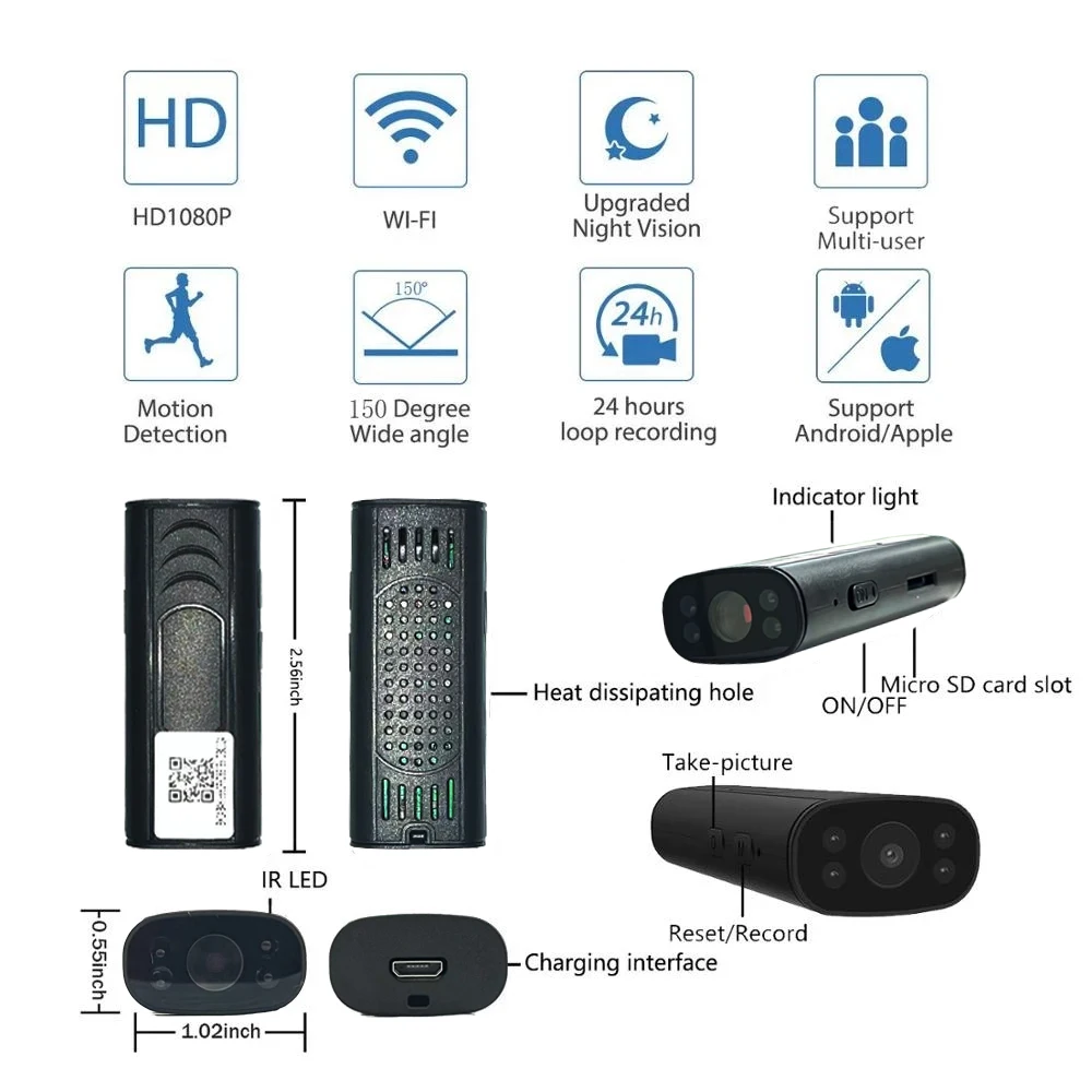 Smart Home Security Mini Camera WiFi 1080P HD Wireless Remote View Super Cameras Nanny Action Cam Small Recorder PK A9 Camera