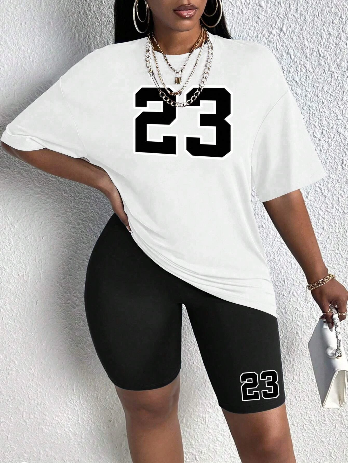 23 Letter Printing Women Cotton T Shirts New Two Piece Set Casual Fashion Short Sets Summer Comfortable Loose Basic Shirt Shorts