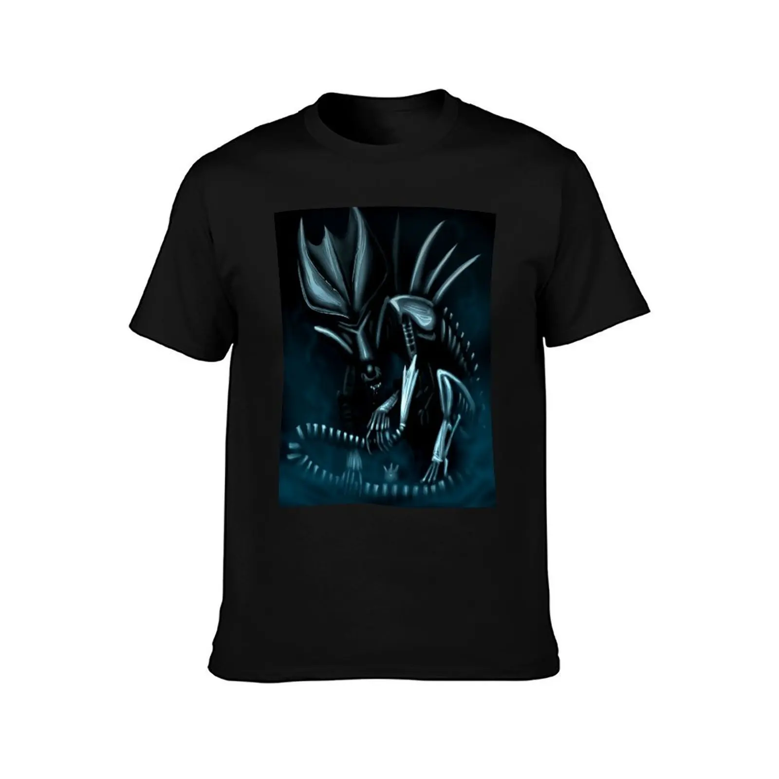 Giger Tribute T-Shirt Vintage Print Crew Neck Tee T-Shirt
