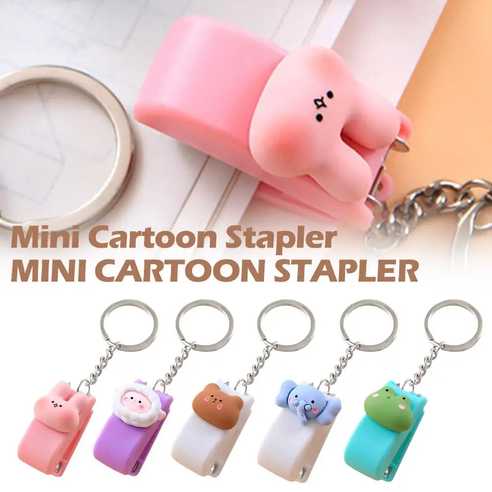 Cute Cartoon Mini Stapler Chain Macaron Color Student Convenient Student Pendant School Suppiles Stapler R8r3