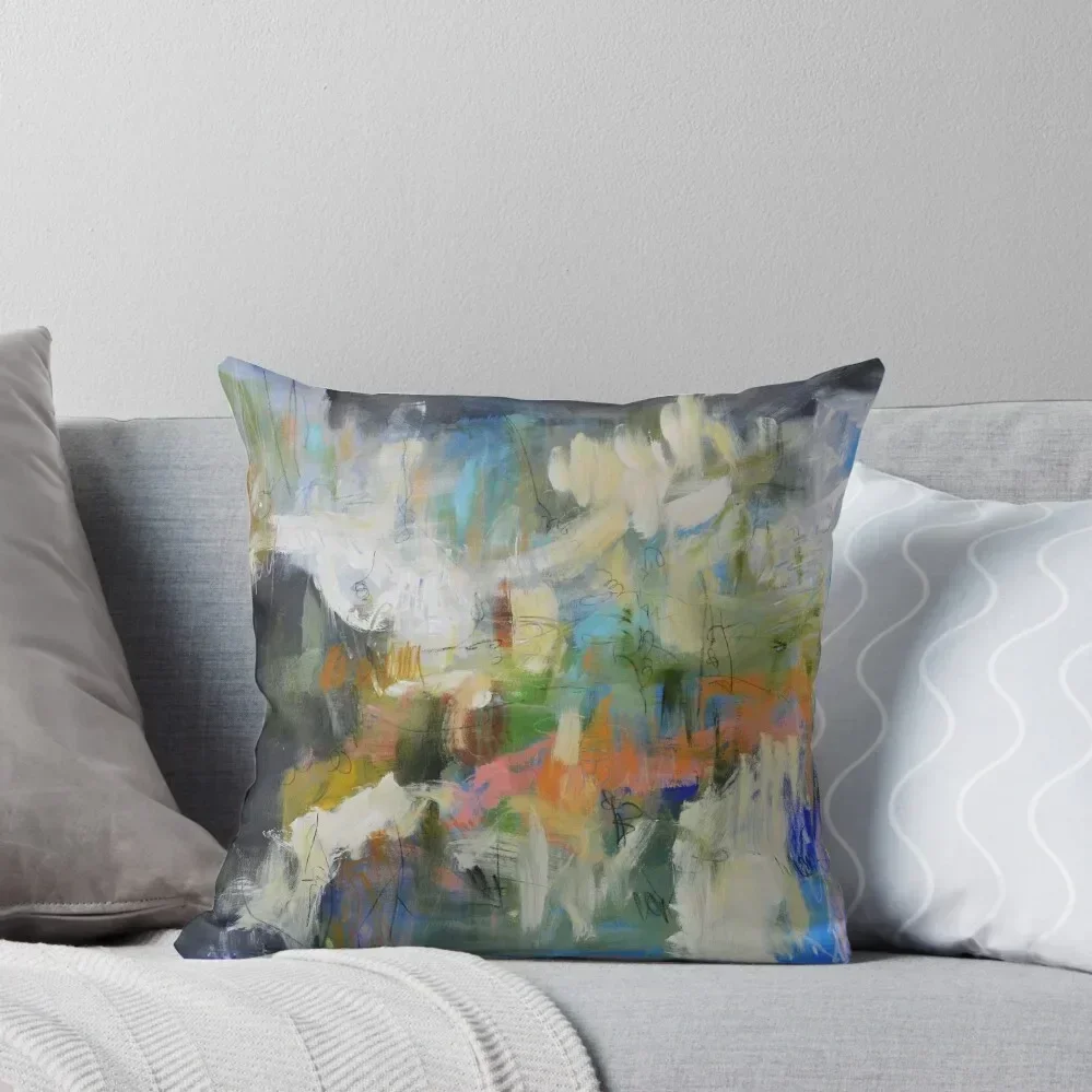 Large blue abstract expressionist art print Throw Pillow Sofa Cushions Cover Luxury Pillow Cover pillow