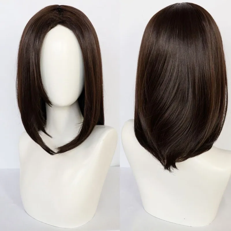 

Women Wig Natural Short Straight Hair Wigs Ladies Dark Brown Full Wig+Wig Cap