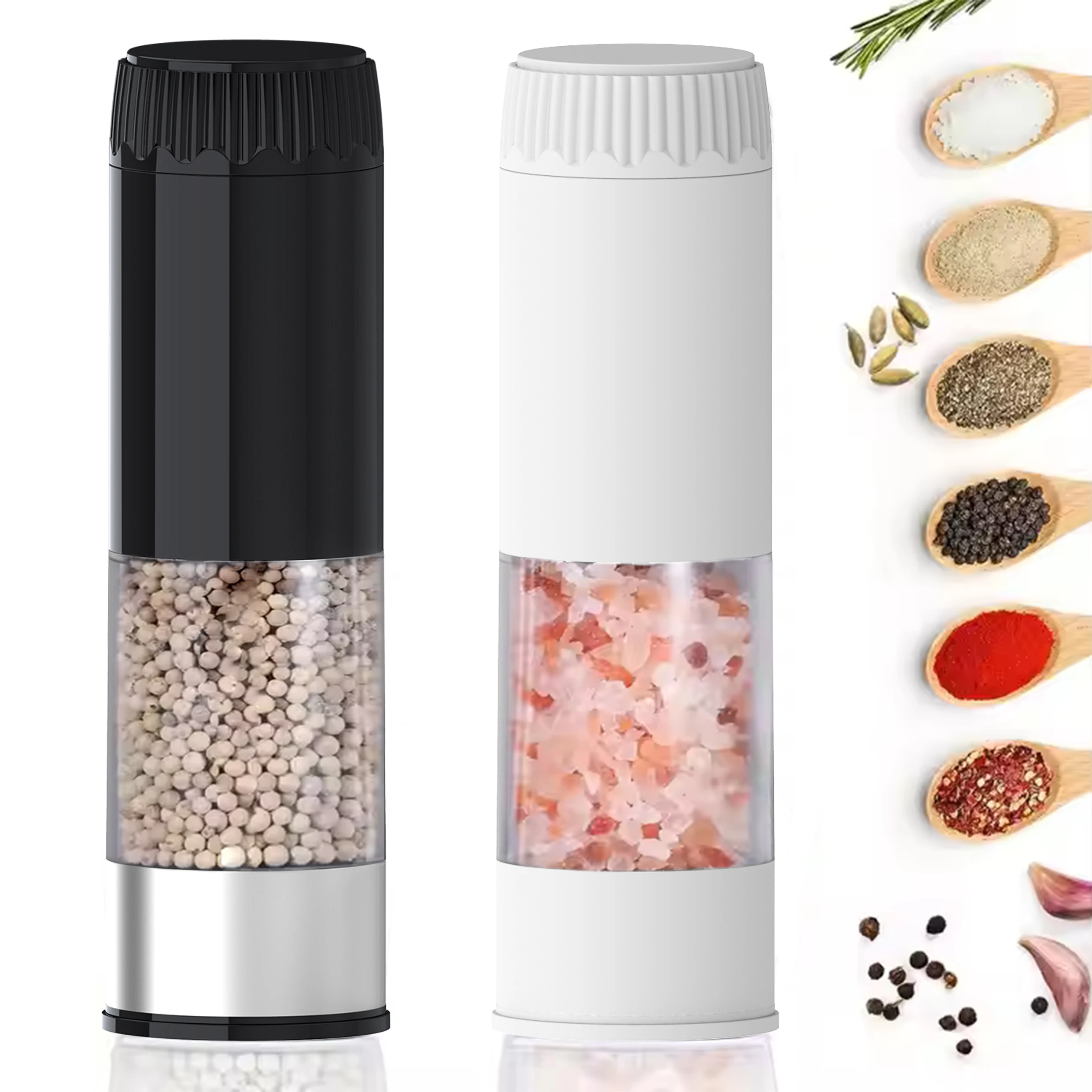 Custom logo kitchen spice seasoning grinder set battery powered electric salt and pepper machine new capacity 100ml