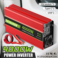 Inverter 12V/24V to AC 220V 50HZ modified wave inverter solar car power 4000W voltage portable converter, EU and UN sockets