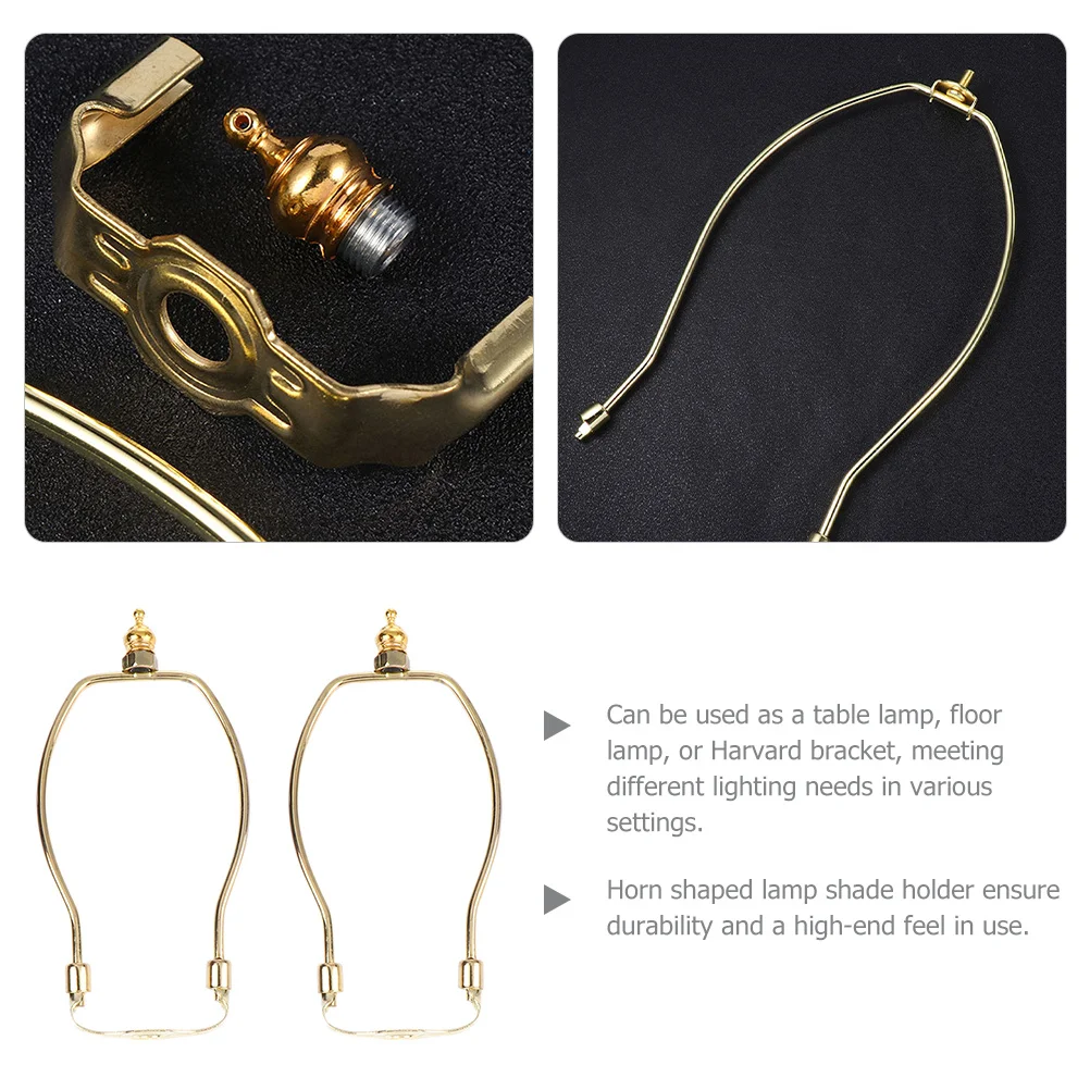 

2Sets Chrome Horn Design Lamp Harp Heavy Duty Lampshade Holder for Floor Table Lamp Repair Lighting Accessories