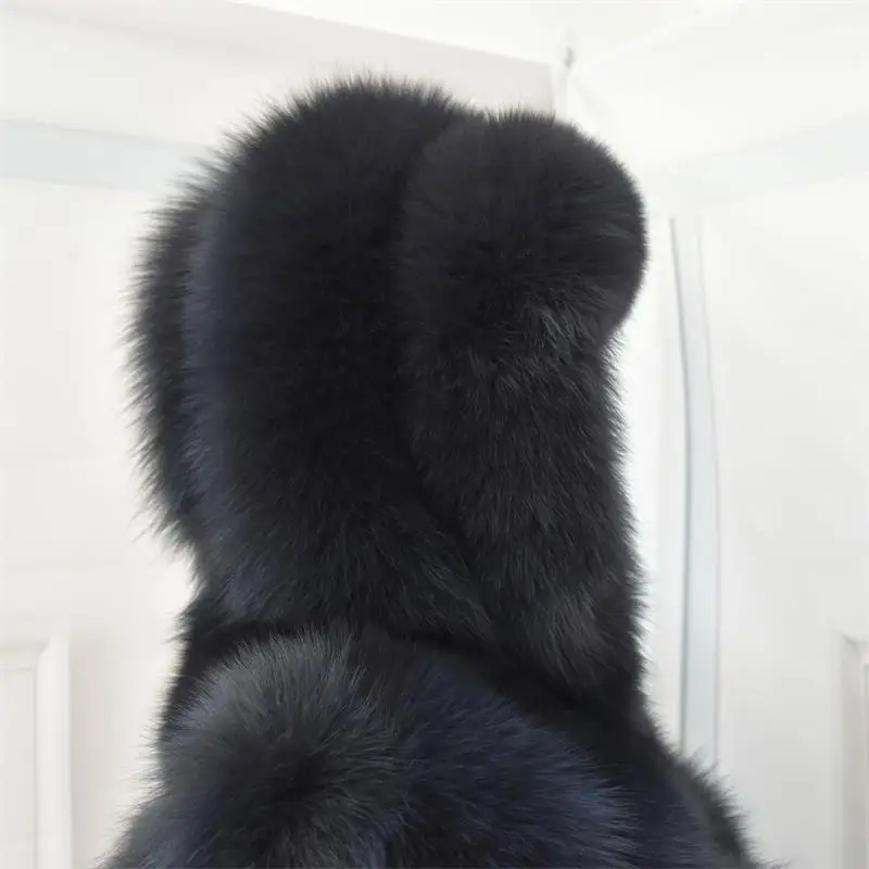 Lengthening Real Fox Fur Vest Natural Fur Coat For Jacket Female Coats Hood Waistcoat Long Fur Coats Real Fur Fox Vest Jacket