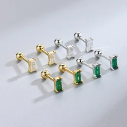 Europe Fashion Single Square Crystal Stud Earrings For Women Simple Temperament Banquet Party Jewelry Accessories Gift