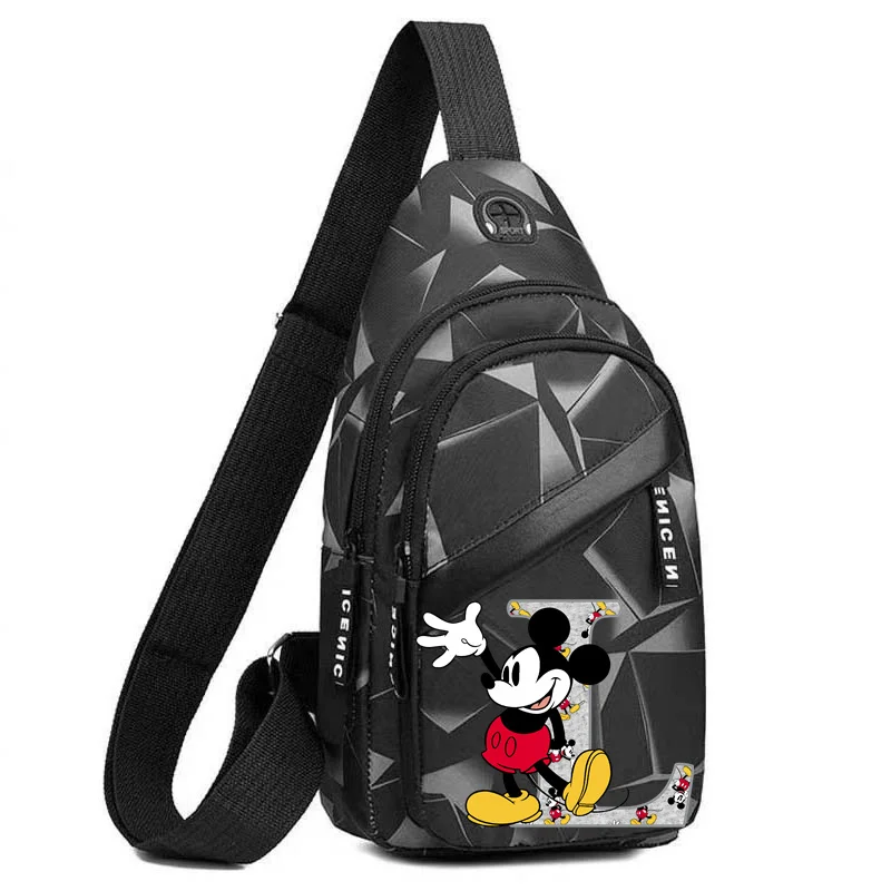 Mickey Mouse A-Z tas selempang pria, tas dada 26 huruf Inggris, tas kurir, tas olahraga, tas bahu tunggal, tas ransel pinggang kasual