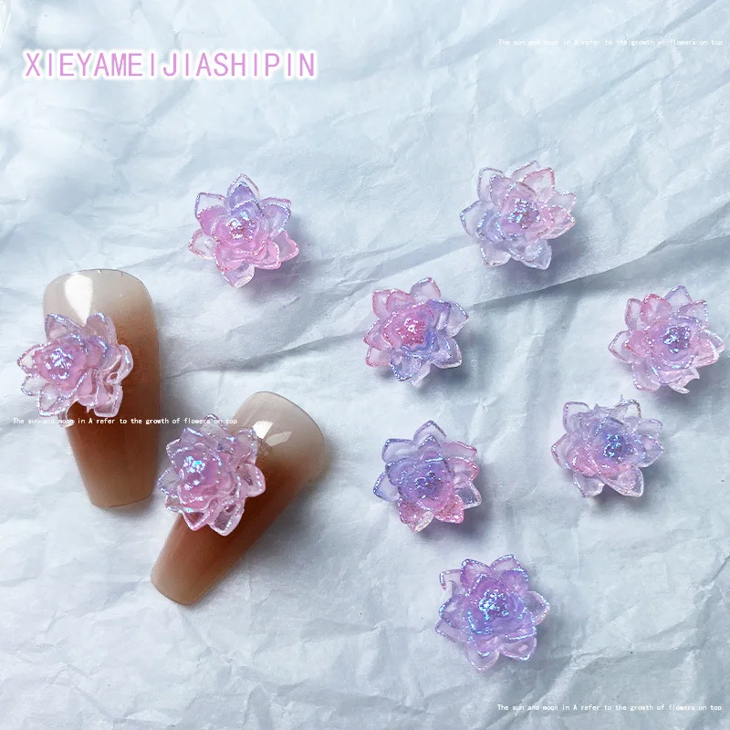 20pcs 3D Kawaii Rose Flower Nail Art Charms Blue Rose Camellia Butterfly Nail Decorations Jewelry DIY Press on Nails Accessories