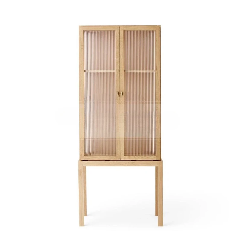 Office file cabinet ultra-white Changhong glass storage multi-functional wood grain high cabinet