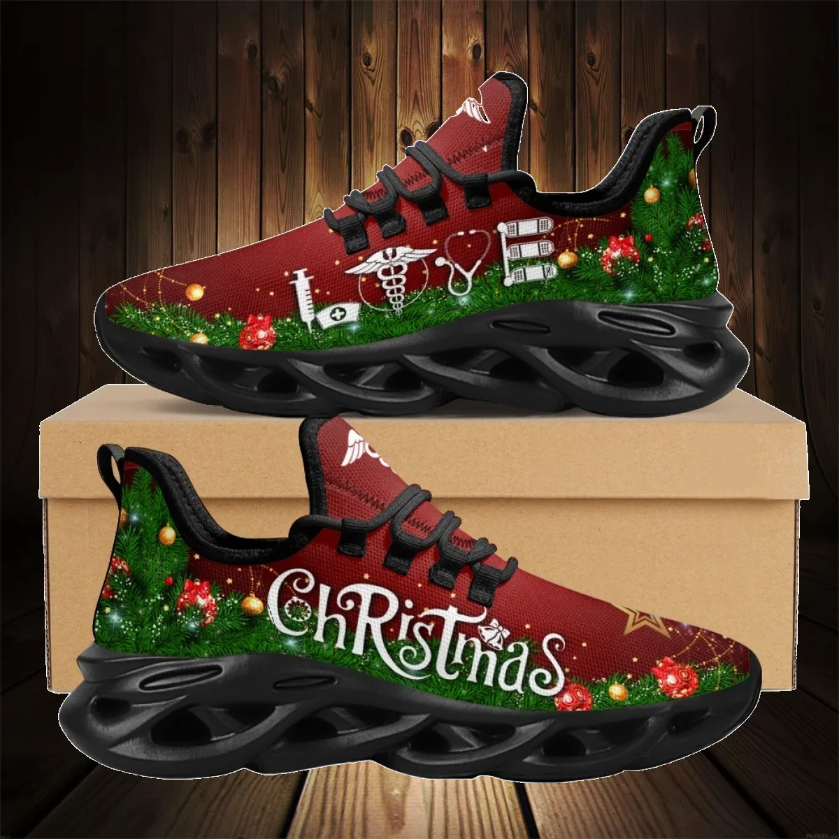 

INSTANTARTS 2023 Christmas Sneakers Anti-Slip Running Shoes EMT Medical Care Mesh Footwear Casual Cushion Shoes Christmas Gifts