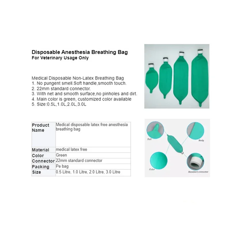 Animal Anesthesia Machine Respiratory Circuit with Non-Latex Simulated Lung, Air Storage Bag & Breathing Bag