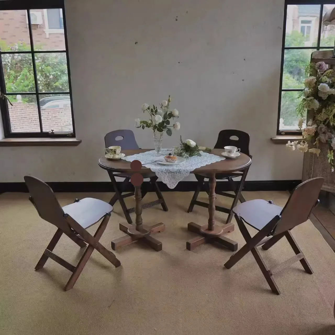 Simple meal table coffee table solid wood oval long table French coffee corner arrangement personalized multi-function square