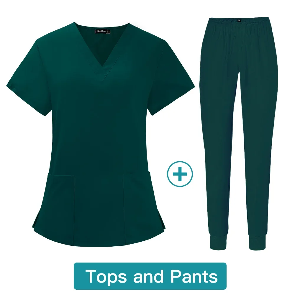 Conjuntos de Tops y pantalones de manga corta para lavado a mano, uniformes de médicos, enfermeras, sala de operaciones dentales, belleza, Hospital de mascotas, verano, Multicolor