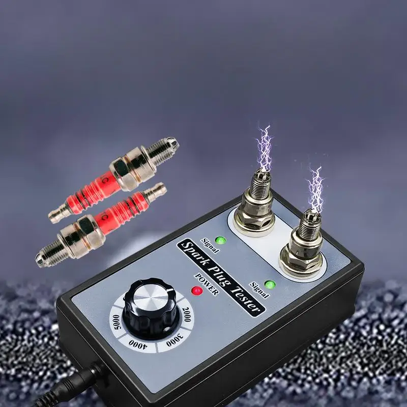Spark Plug Tester Dual Hole Adjustable Frequency 12V For Car Motorcycle Ignition Coil Diagnostic Tool Auto Test Detector