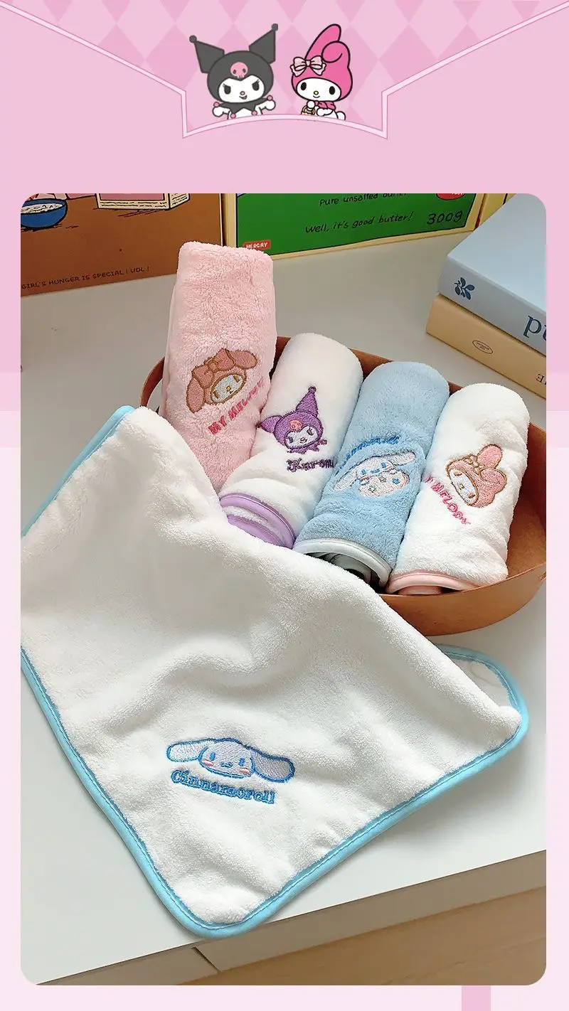New Small Square Towel Sanrio Small Towel Hand Towel Absorbent Coral Fleece Face Towel for Kindergarten Students