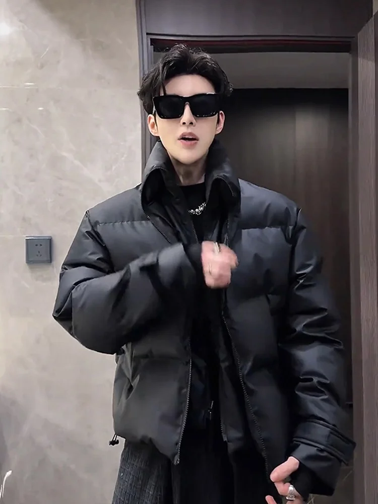 Bla Thiened Cotton Jaet Herren Winter Warm Stehkragen Brot Sle Mantel Jugend Faion Wärme Mantel Reißverschluss Dekoration