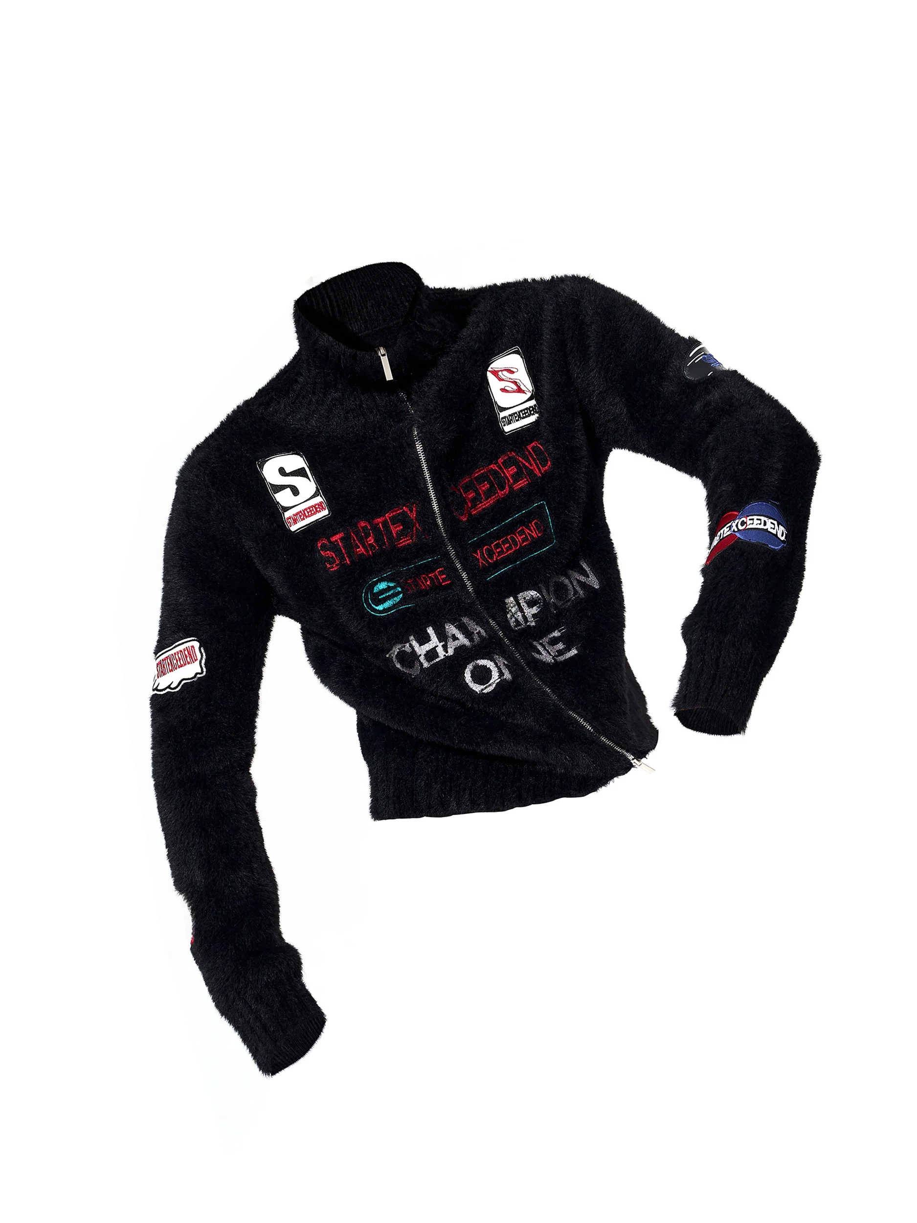 Men's Knitted Cardigan Sweater Autumn Winter Embroidered Print Base Layer irt Stand Collar Racing Car Pattern Warmth