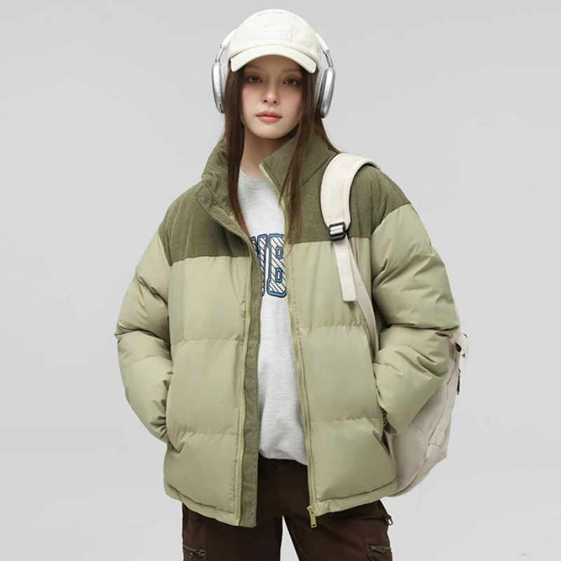 

Стеганая лоскутная вельветовая куртка 2025 года, женские парки, уличная одежда, стеганое пальто, женские теплые зимние пальто, повседневная толстая куртка для женщин