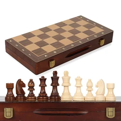 39cm/15in Wooden Chess Set Handmade Extra Queens , Foldable Portable Ideal for Adults Beginners Tournaments