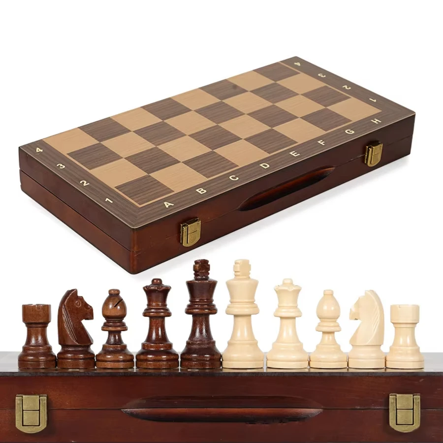 39cm/15in Wooden Chess Set  Handmade Extra Queens  Storage Bag, Foldable  Portable Ideal for Adults Beginners  Tournaments