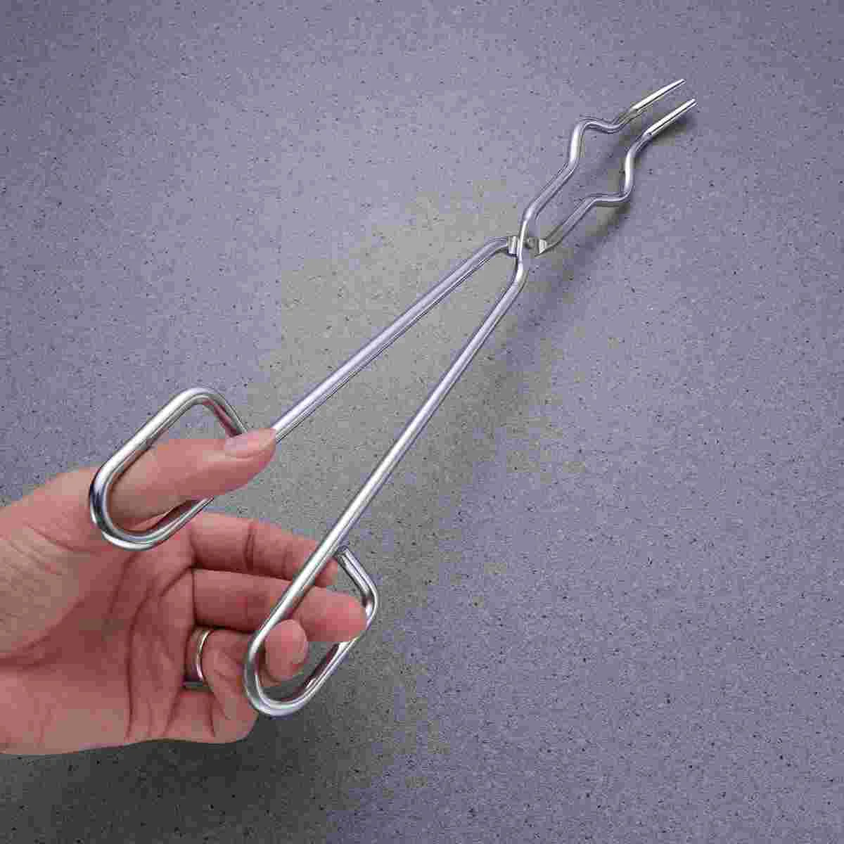 

45cm Chromium Plated Steel Crucible Beaker Tongs Experiment Accessory (Silver)