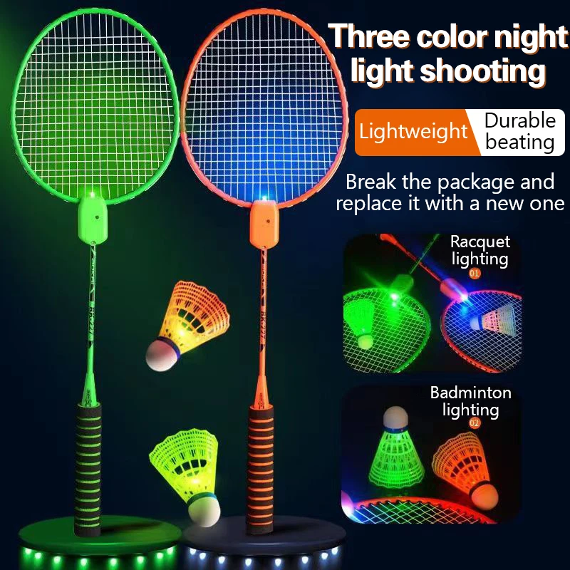 Bolas de bádminton luminosas para niños, juego de bádminton deportivo de plástico con espuma LED, volantes con luz colorida