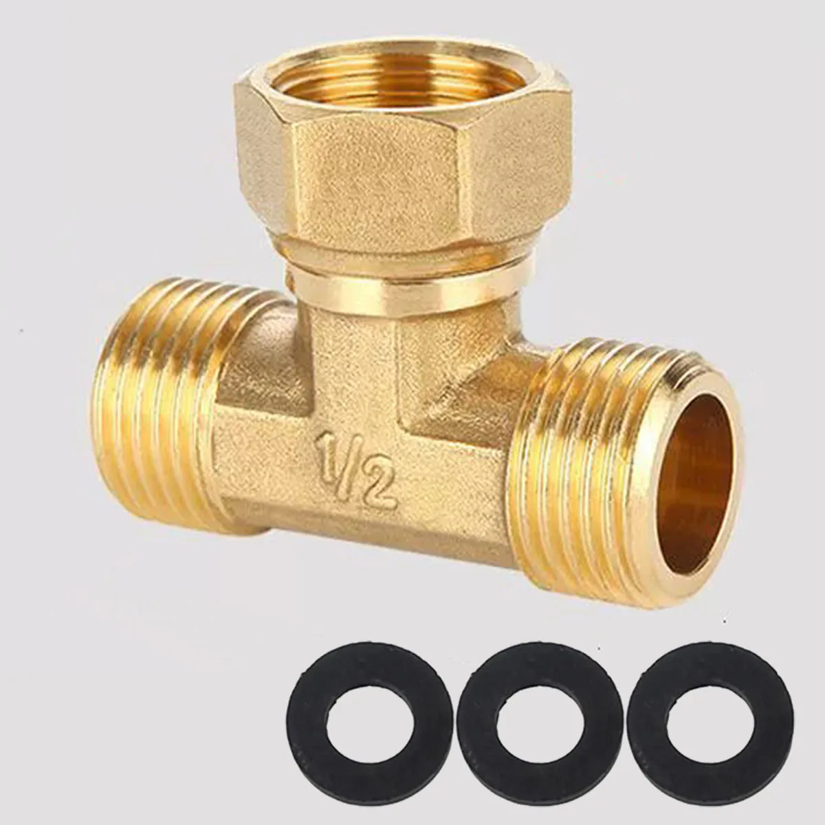 Brass 3 Way Top Flexible Movable Tee Connector, 1/2