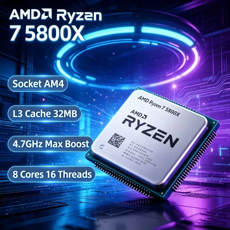 8 Core 16 Thread AMD Ryzen 7 5800X Gaming CPU 3.8GHz AM4 Socket Unlocked High Performance Processor Tray No Box