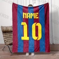 1PC Customized Name Personalized Blanket Star Jersey Print Warm and Comfortable Blanket for Adults and Children Holiday Gifts
