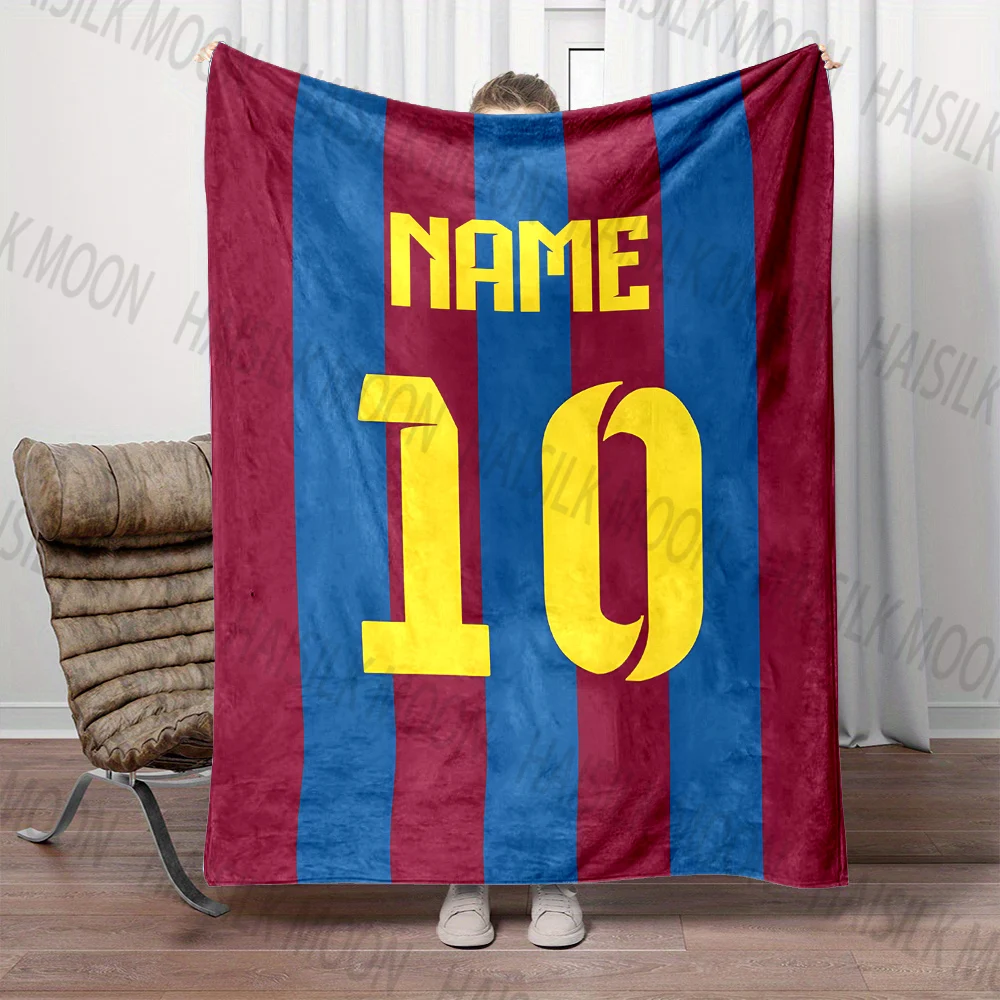 1PC Customized Name Personalized Blanket Star Jersey Print Warm and Comfortable Blanket for Adults and Children Holiday Gifts
