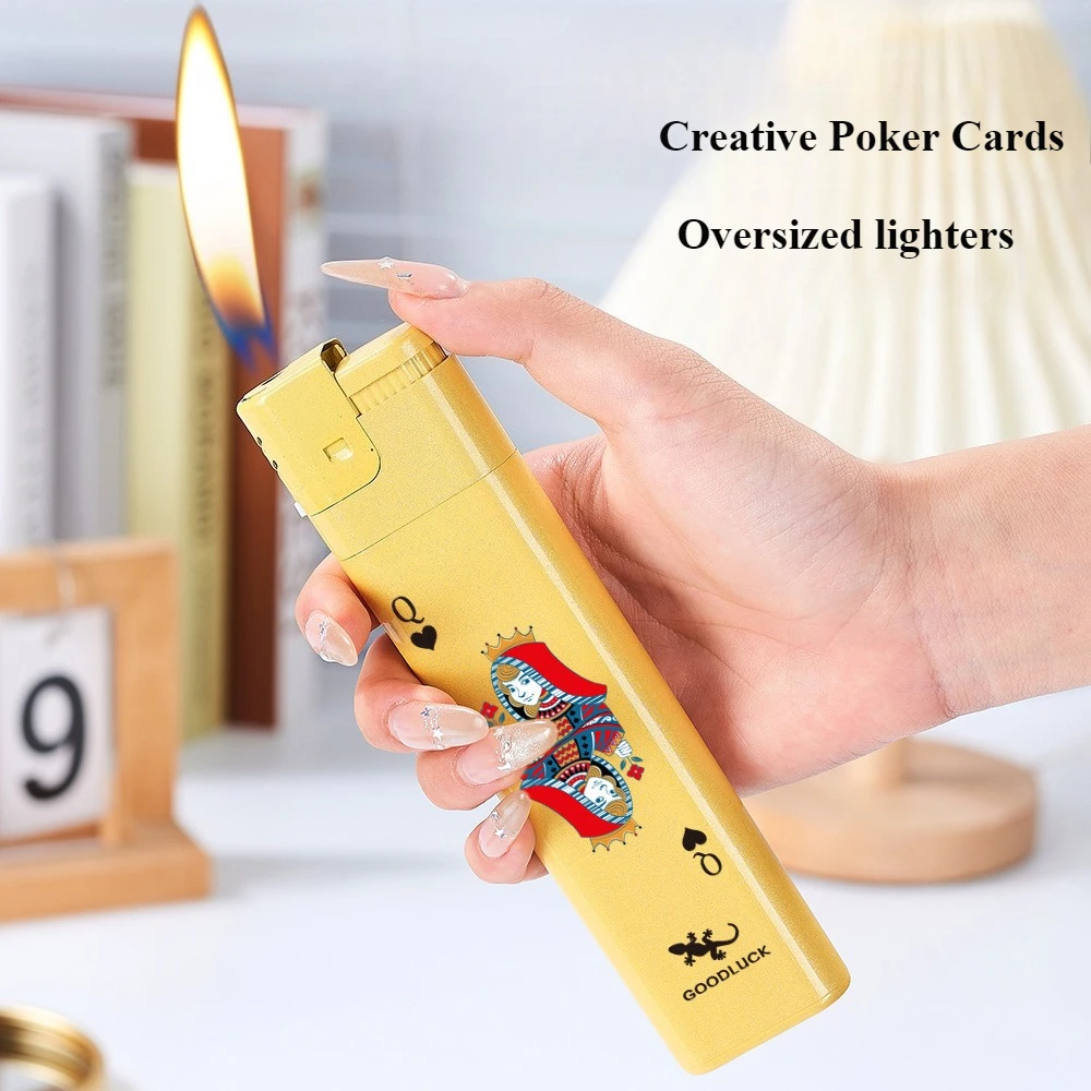 New Big Mac Gold Playing Card Metal Windproof Lighter Decompression Men'S Cigarette Disposable Lighter Gift Gadgets