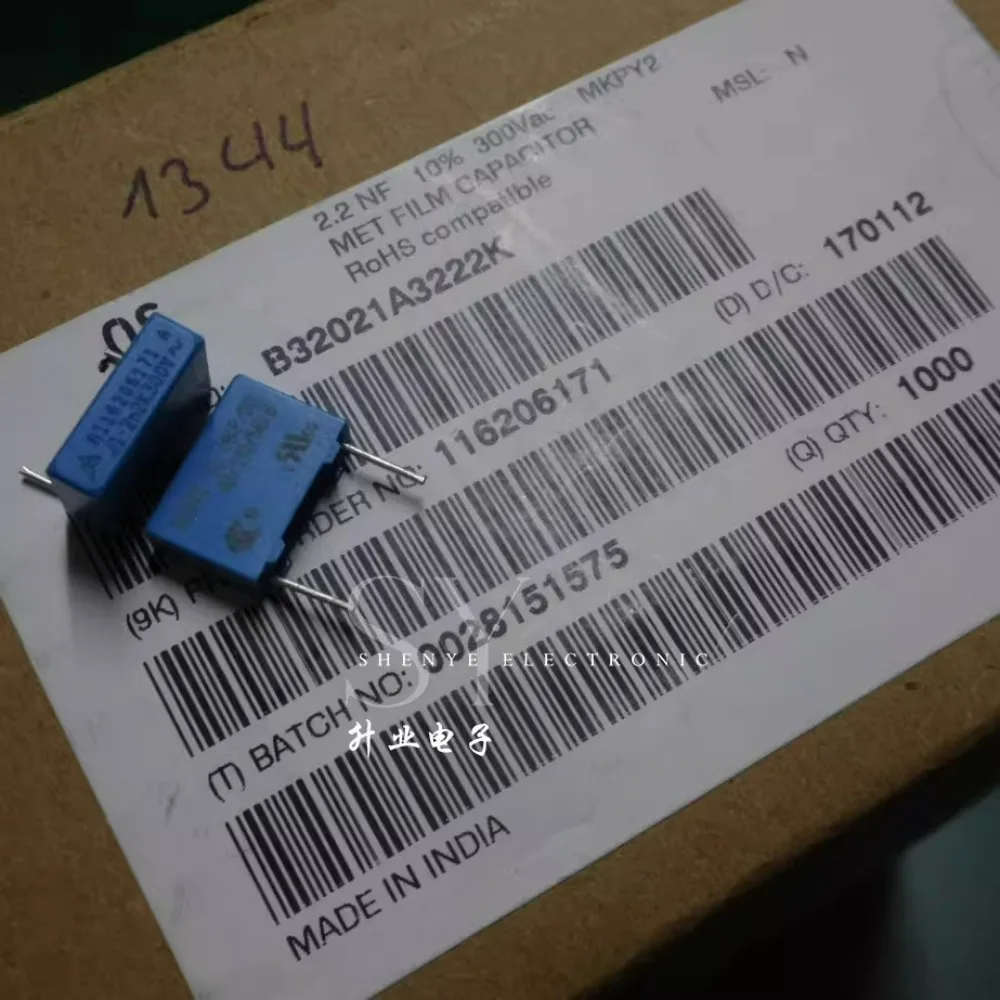 

10pcs/lot EPCOS 0.0022uf/300vAC 2.2nf 2200pf 2n2 222 Brand New 10mm Film Capacitor B32021A3222K