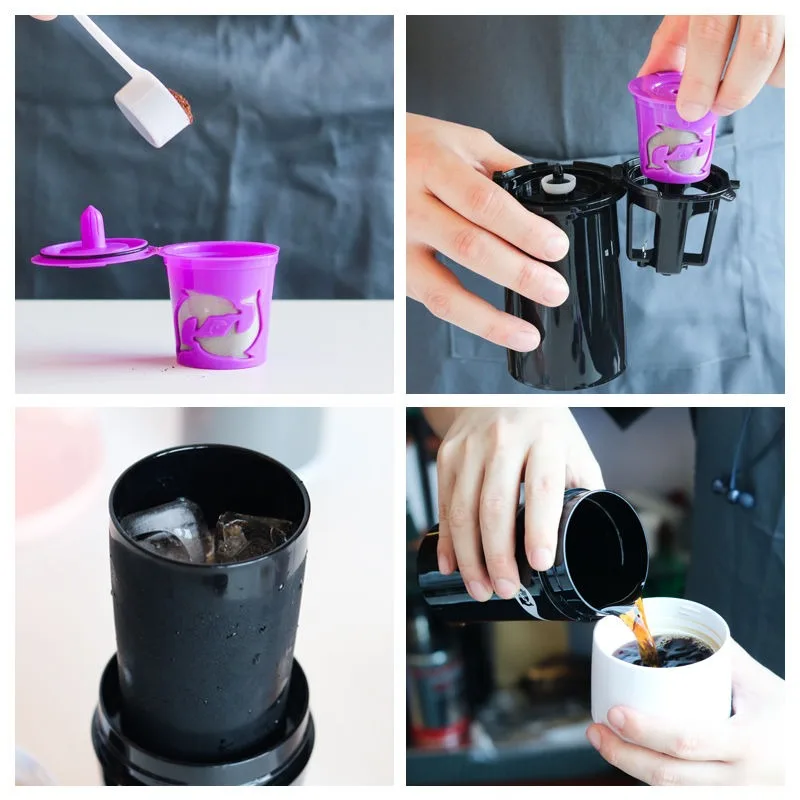 180mL 대용량 휴대용 캡슐 커피 머신 따뜻한 것과 차가운 양조 커피 떨어지는 아이스 드립 포트 청소가 용이함