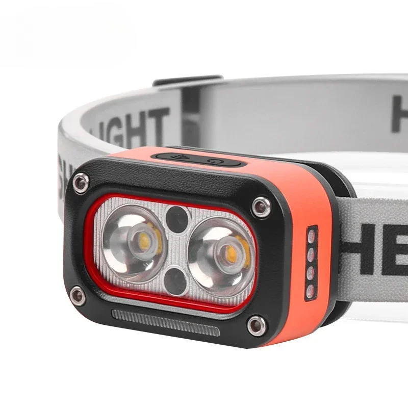 New 2 * XTE Three Light Source Strong Light Sensing Headlight USB Charging Outdoor Night Running LED Lighting Headlight