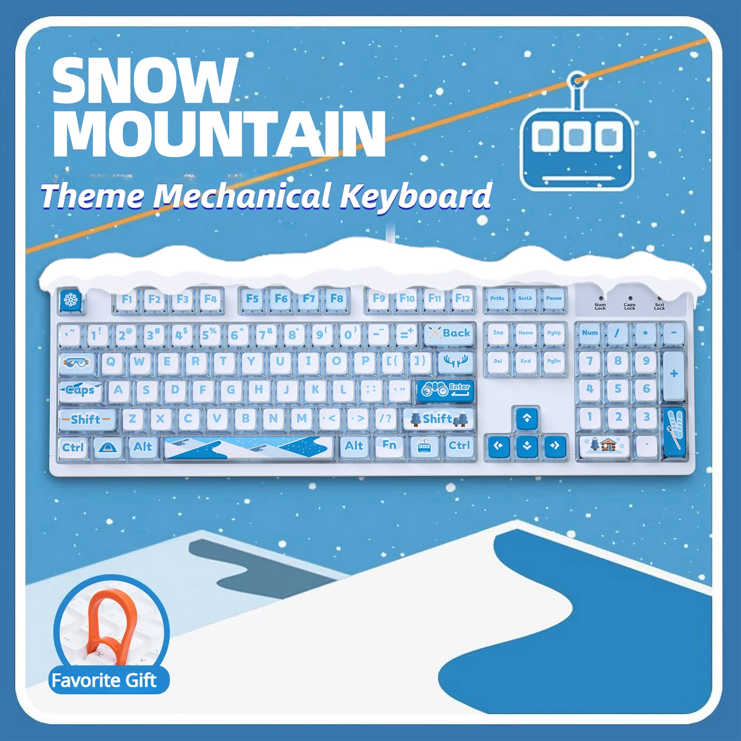 

ECHOME 104key Wired USB Mechanical Keyboard Snowy Mountain Theme Pudding Keycap Backlight Gaming Keyboard Office for PC Laptops