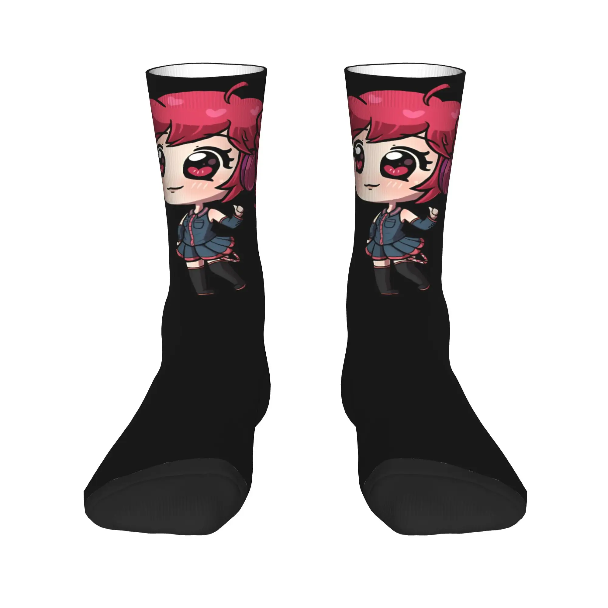 Cute Heart Eyes Kasane Teto Chibi With Headset Socks Design Stockings Anti Skid Women Men Socks Comfortable Autumn Outdoor Socks