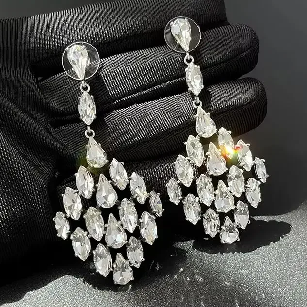 

Fashion Crystal Tassel Pendant Luxury Long Earring Women Famous Designer Brand Top Quality Jewelry Party Trend