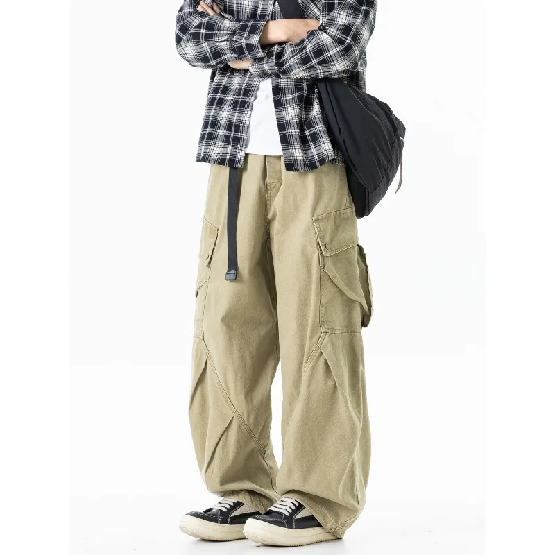 New Fashion Men Casual Trendy Style Straight Leg Multi Pockets Cargo Long Pants High Quality Male Cotton Tooling Trousers 3XL