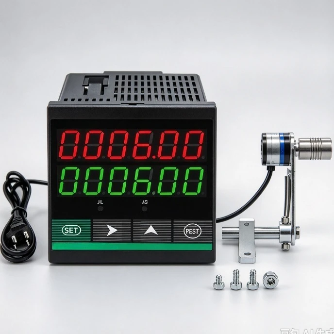 JK76 Pulse Encoder High Precision Length Counter, Roller Digital Meter Counter for Edge Banding Machine Fabric Length