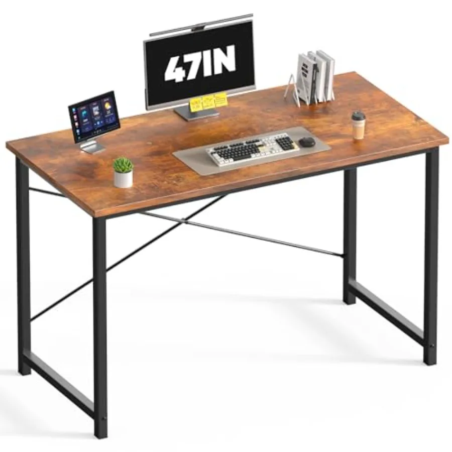 47 Inch Small Computer Desk for Home Office Modern Study Work Table Simple Style for Bedroom WritInchg Desks with X-Shaped ReIn