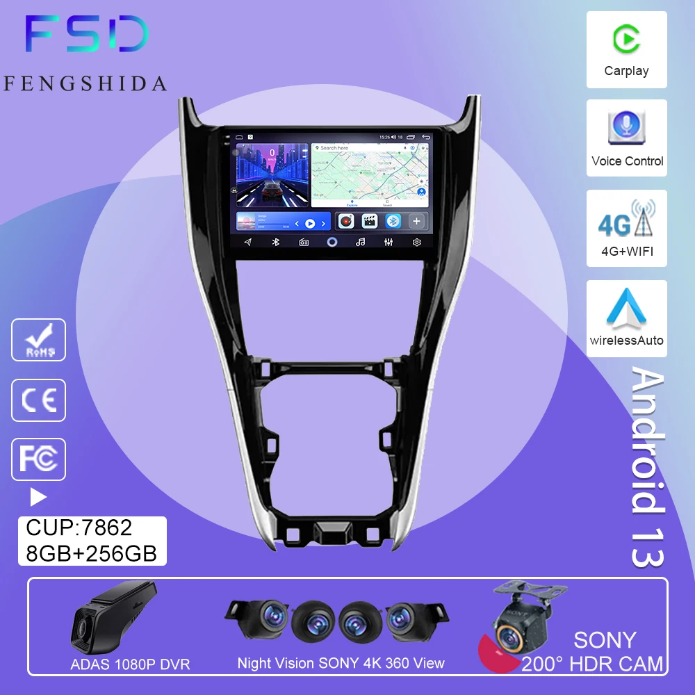 

Android Auto For Toyota Harrier XU60 2013 - 2020 Car Radio Head Unit Multimedia Video Player Navigation GPS Camera No 2din DVD