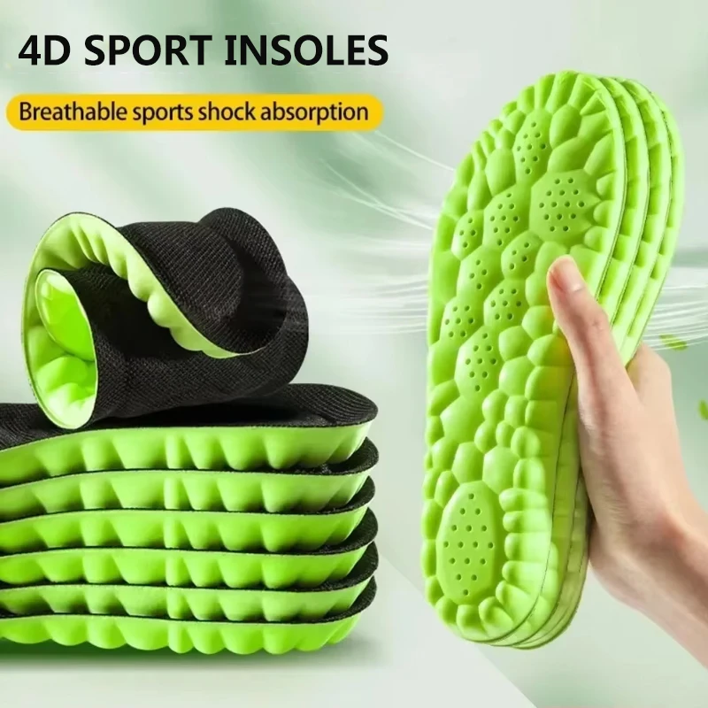 1Pair Sport Anti-Odor Insoles for Shoes PU Air Cushion Sole Soft Shock Absorption Deodorant Breathable Running Orthopedic Insole
