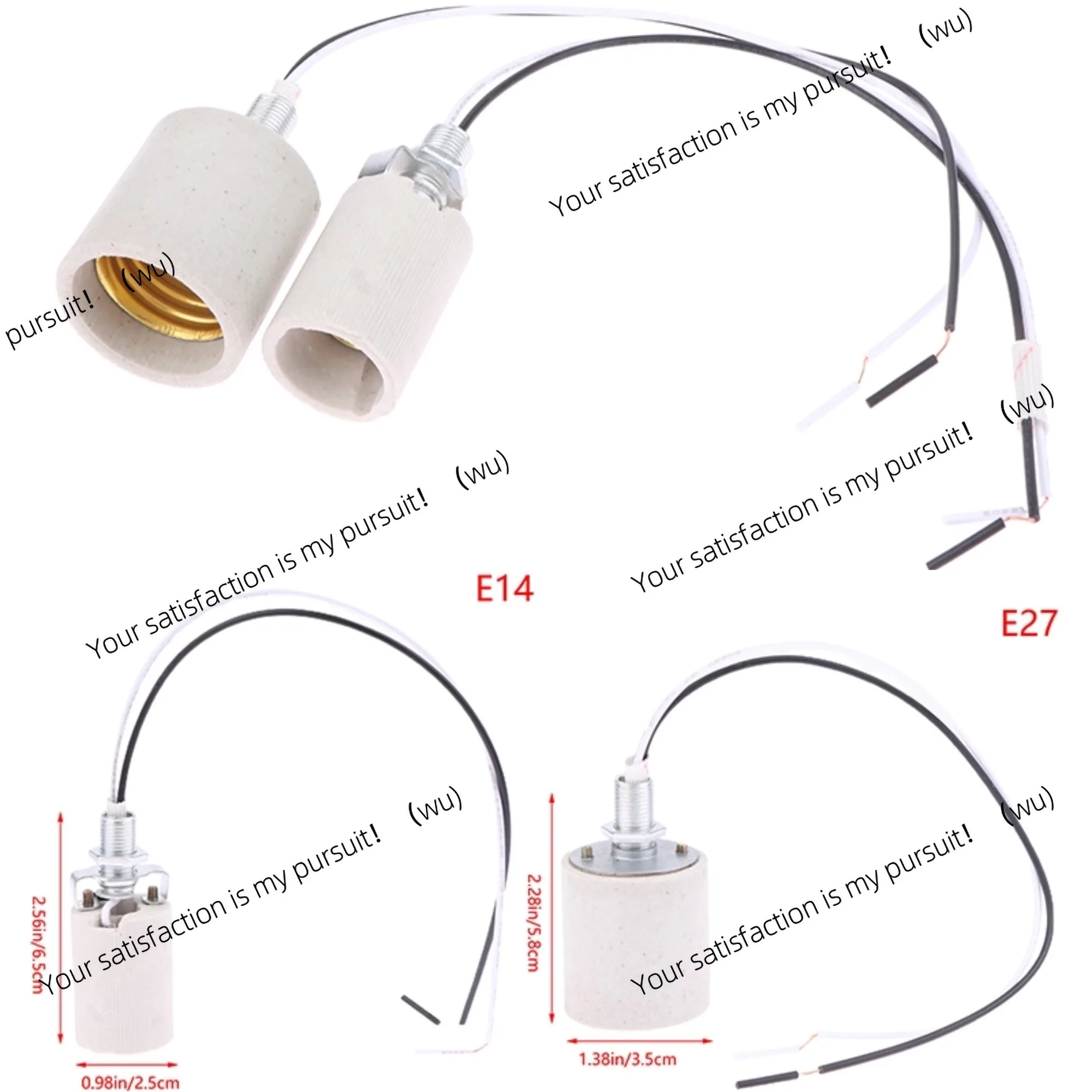 E14/E27 Ceramic screw socket LED lamp, high temperature resistant circular socket, suitable for lamp base with cable