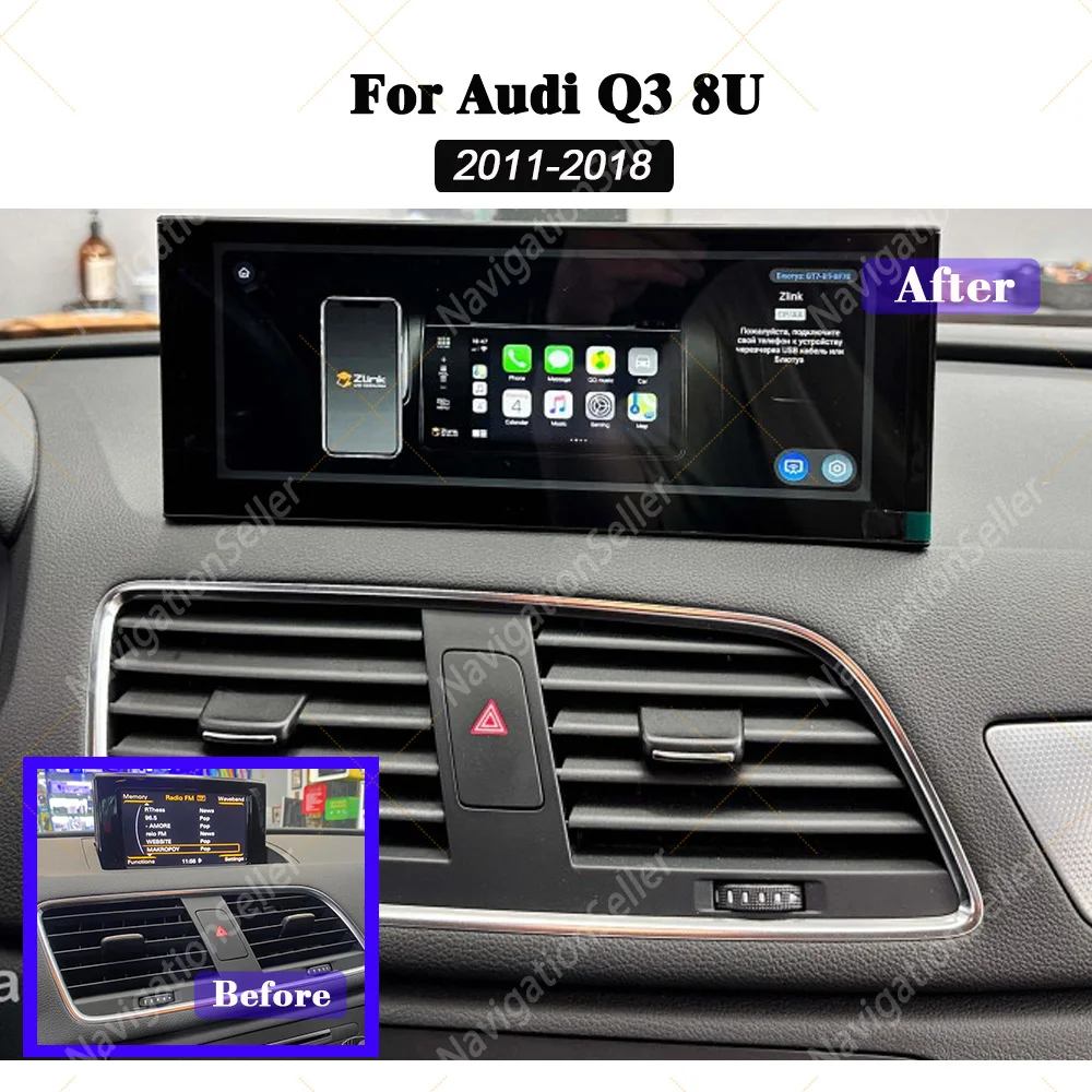 

Android 15 Wireless CarPlay Auto Car Radio For Audi Q3 2011-2018 DSP Multimedia Video Player GPS Stereo Autoradio Head Unit WIFI
