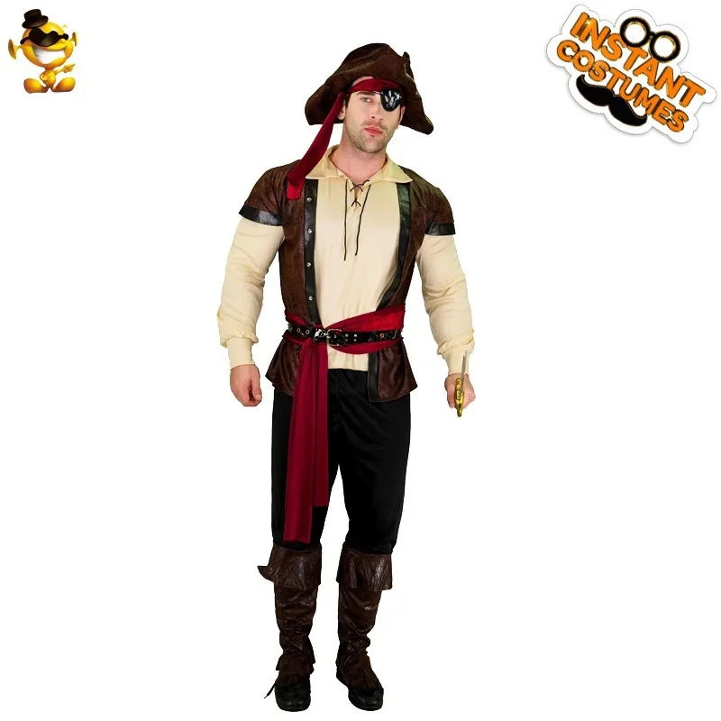 زي أداء القراصنة الجلدي للرجال البالغين في الهالوين لحفلات لعب الأدوار التنكرية وملابس المسرح #5