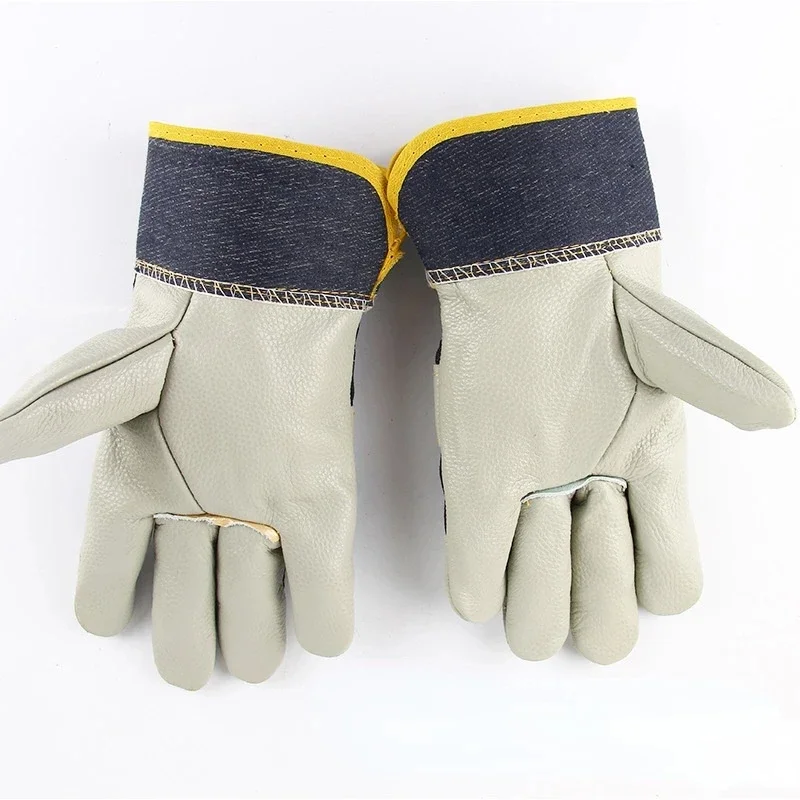 Welding Work Gloves Soft Thick Genuine Cowhide Working Gloves Wear Resistant Grinding Cutting Handling BBQ Heavy Duty Gloves