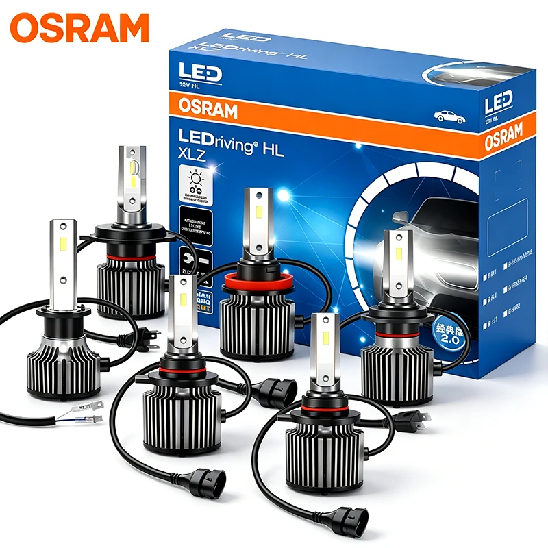 Lâmpada Automotiva Original OSRAM LEDriving XLZ HL H7 H4 LED para Farol de Carro H1 H8 H11 HB3 HB4 HIR2 9012 6000K Branco Super Brilhante 2 Peças