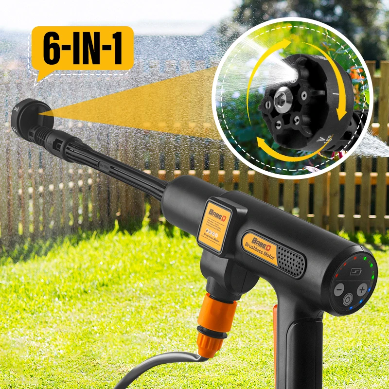 200 Bar High Pressure Cleaner Cordless Car Washer Electric Sprayers Water Gun 6-in-1 Car Cleaning Garden for Makita 18V Battery