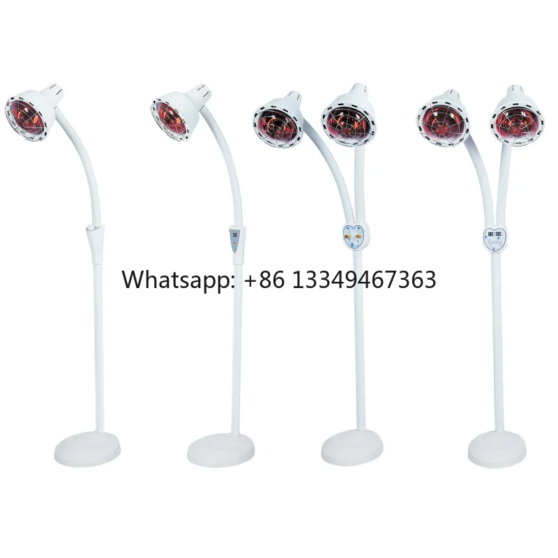 275W Double Head Physiotherapy Lamp Infrared Heating Salon Spa Pain Relief Manual Control Stainless Steel Body Massage